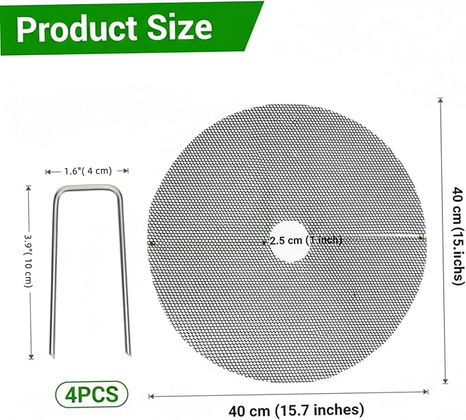 Plant Pot Cover - 4Pcs Cat Proof Indoor Plant Protector with Mesh Grid & Stakes, 15.7 Inch Soil Protector to Deter Cats Animals