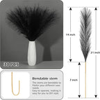 SeptCat 30 Pcs Pampas Grass Black Decor 21.7" Fluffy Faux Short Pampas Grass Artificial Small Pompas Grass Flower Vase Filler for Home Wedding Living Room Wall Party Decoration