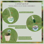 4 Pack Glass Self-Watering Globes for Plants, 6oz Automatic Plant Waterer Bulbs with Terracotta Slow Release Spikes, Vacation Indoor Outdoor Houseplant Watering Devices