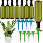 SiliFine 8 Set Plant Watering Devices with Self Watering Spikes and 26 oz Plastic Bottles Plant Waterer Devices with Adjustable Control Valve Switch Indoor Outdoor (Green)
