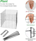 Garden Plant Protector Mesh, 12x12 Inch Metal Wire Cage with Nylon Ties & U-Shaped Stakes, Animal Protection for Vegetable, Plant and Shrub Seedlings