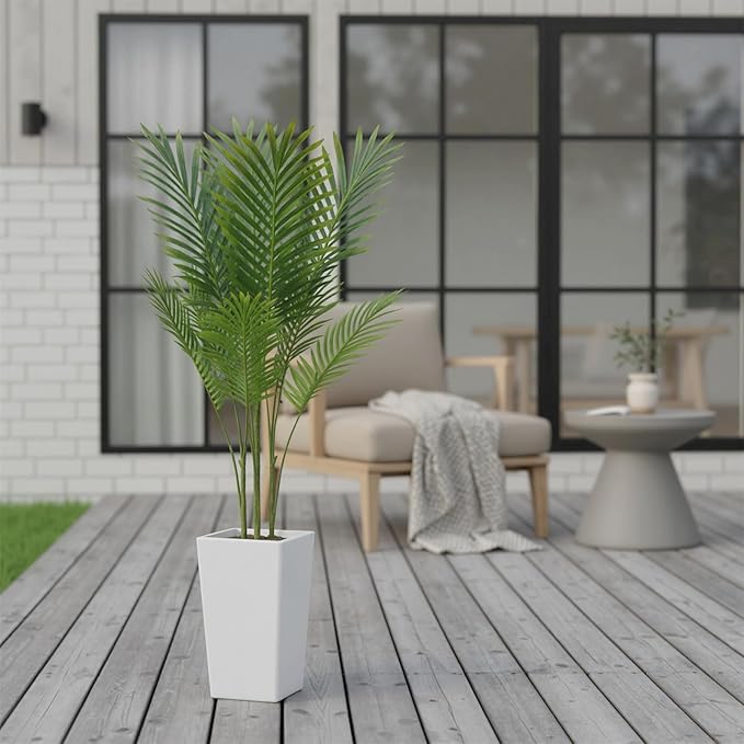 Garvee 4.8FT Artificial Palm Tree in Pot, Fake Floor Plants for Outdoor Indoor Living Room Decor