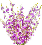 Purple Flowers Artificial Silk Orchids 12 Pcs (Each 38.5”) Long Stem Artificial Flowers for Tall Vase No Include Vase