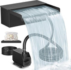 Biling Pond Waterfall Spillway Kit, 12.2” Wide Waterfall Box with 660 GPH Water Pump, Multi-Stage Filtration & Metal Lid, DIY Waterfall Spillway for Koi Pond, Backyard Stream and Rockery