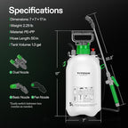 VIVOSUN 1.35 Gal/5L Pump Sprayer, Garden Water Sprayer for Plants, Weeds & Lawn Care, with 3 Nozzles, 50'' Long Hose & Pressure Relief Valve (Pack of 2)