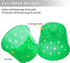 Orchid Pot, 6.7 Inch 8 Pack Orchid Pots with Holes and Saucers,Plastic Orchid Planter - Green Emerald
