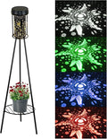 Outdoor Solar Floor Lamps RGB Color-Changing Hummingbird Projection Metal Plant-Stand Garden Light,42.48" Waterproof Decorative Solar Lamp for Patio,Deck,Yard,Porch,Path