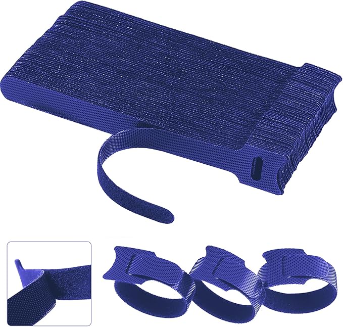 California JOS 60 PCS 6 Inches Reusable Cable Ties, Wire Ties, Cord Organizer, Cable Organizer, Adjustable Cable Management - Blue