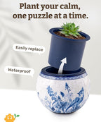 PieceRelax 3D Puzzle Planter 80 Pieces - Flower Pot - Oriental Birds and Flowers, for Mom, Home Decor Flower Pots for Indoor Cactus, Succulents Pots [K1115]