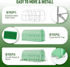 SPECILITE Walk-in Tunnel Greenhouse for Outdoors, 15×7×7 FT Heavy Duty Hoop House Kit with 8 Screen Windows, Thicken PE Cover & Galvanized Frame, Portable Large Green Houses for Outside, Winter, Green