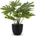 Briful Artificial Monstera Plant in Black Pot, 18" Tall Faux Tropical Greenery Potted Philodendron Plant for Home Office Tabletop Shelf Decoration