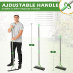 Dual-Action Dethatcher Rake - 21-Tine, Adjustable Long-Handle Landscaping Rake with 55", Heavy Duty Thatch Rake,Turf Rake for Artificial Grass, Metal Rake for Spring Lawn Care, Soil Aeration