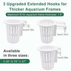 2PCS Upgraded Large Aquarium Plant Holder with 1.57" Extension Hooks and Suction Cups, Aquatic Plant Holder for Fish Tank Aquaponic Plants Cultivation and Aquascape Accessories (White)