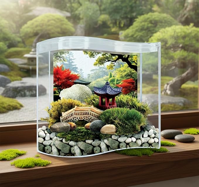 Toys By Nature Bonsai Moss & Rock Garden, Mini Wave Terrarium Kit with Real Plant, Beginner-Friendly Terrariums and Live Indoor Plants Decor