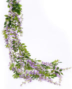 Lvydec Wisteria Artificial Flowers Garland, 4 Pcs Total 28.8ft Artificial Wisteria Vine Silk Hanging Flower for Home Garden Outdoor Ceremony Wedding Arch Floral Decor (Light Purple)