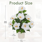 Briful Artificial Hibiscus Potted Plant 20.8” Tall, Realistic Silk Hibiscus Flowers Farmhouse Table Decor, Faux Tropical Flower Plant in Pot for Living Room Table, Entryway, Office, Home Decor, White
