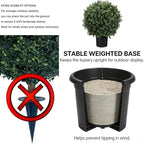 26" H x 18" W Artificial Boxwood Topiary Ball – Realistic UV-Resistant Artificial Shrub with Weighted Pot, Set of 2 – Indoor/Outdoor Year-Round Green Décor for Porch, Garden, Patio