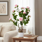 2.5FT Artificial Camellia Tree, Faux Camellia Plant with White Planter and 16 Pink Flowers, 30" Fake Potted Flower Trees for Home and Office Decor, Pink