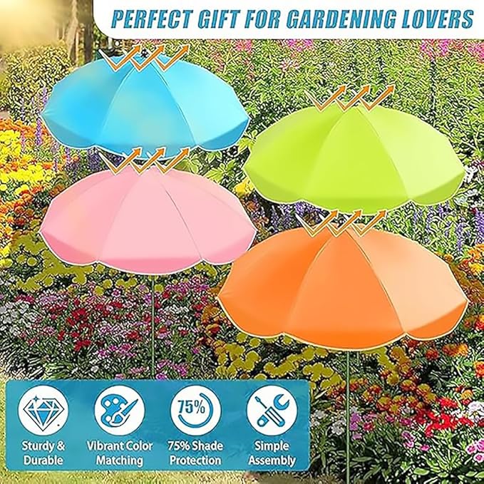 MIAOLLUN 24" Adjustable Angles Plant Umbrellas for Outdoor Plants Garden Umbrella Shade for Potted Plant, 40" Height Garden Plant Umbrella Shade Cover for Patio Flowers, Plants,2pcs