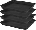 VUWEZ 4 Pack Plant Saucer Tray Rectangular, Plant Saucers for Indoors, Heavy Sturdy Plastic Plant Drainage Trays, Plant Drip Trays for Pots, Seed Starter Growing Tray (11 x 9 inch, Black)
