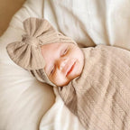 BQUBO Baby Turban Hats and Mittens Set Newborn Infant Hospital Hats Caps with Bows for Baby Boys Girls 0-12 Months