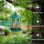 Birdream 2 Pack Bird Feeders for Outdoor Hanging, Retro Pagoda Design Fun Installation Bird Feeder, Attracting Wild Birds Chickadees Goldfinches Cardinals Finches and Sparrows - Green