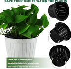 6 Packs 6.5 Inches Self Watering Pots for Indoor Plants Large Plastic African Violet Pots Home Flower Pot Planters for Devil's Ivy, Spider Plant, White