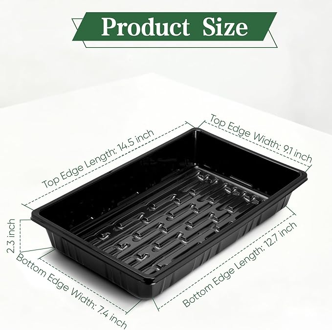 Sckee Upgraded 10 Pack Plant Growing Trays Seed Starting Tray Microgreens Growing Trays Seedling Plant Germination Starter Tray Transplant Fodder Flats, No Holes, No Leakage, Reusable (1015)