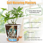 Vanslogreen Planters for Indoor Plants 7/6.5/6/5.5/5 Inch, Self Watering Planters with Drainage Holes and Saucers 5 Pack Plastic Pots for Plants, Succulents, Herbs, Cactus, Flower Pots, White