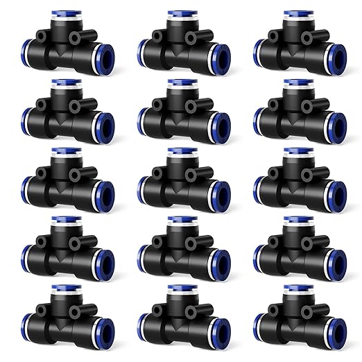 5/16 Inch Drip Irrigation Tee Connectors, Barbed T Fittings for 5/16" Tubing, Quick-Install Leak-Resistant Splitters for Garden & Drip Irrigation Systems, 15 Pack