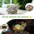 MININOVA Solar Mosaic Turtle Statues Outdoor Garden Decorations Kids Solar Light for Outside Home Decor Gifts for Kids Women Retirement Housewarming Christmas