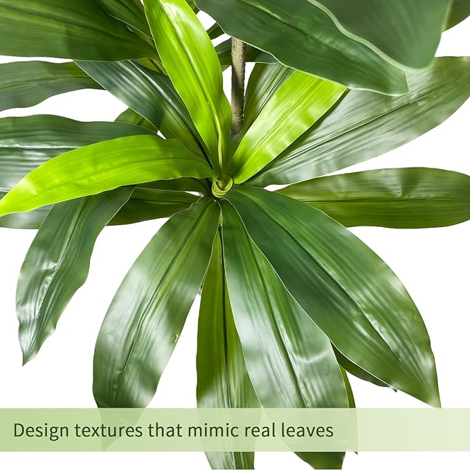 Artificial Dracaena Tree 48in - Fake Plants Tree with Black Planter - Faux Yucca Tree Tall with Lifelike Trunk and Leaves in Pot - Dracaena Artificial Plant for Home Office Living Room Fireplace Decor