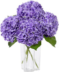 DuHouse 3Pcs Hydrangea Artificial Flowers,Latex Real Touch Hydrangeas with Long Stems & Leaves for Home Decor Party Floral Arrangements Wedding Bouquets Centerpieces(Purple)