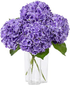 DuHouse 3Pcs Hydrangea Artificial Flowers,Latex Real Touch Hydrangeas with Long Stems & Leaves for Home Decor Party Floral Arrangements Wedding Bouquets Centerpieces(Purple)