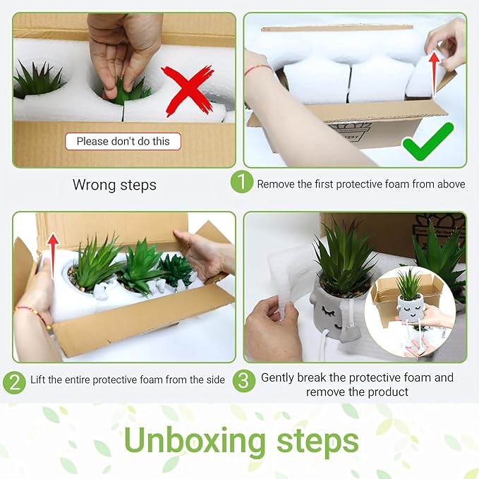 Zerzsy Fake Desk Plants in Cement Pots, Faux Plant Succulents Shelf Decorations, Funny Artificial Succulent Plants for Office Desk Decor, Cubicle Accessories - Set of 2