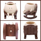Smile Face Rocking Chair Planter Pot for Indoor Outdoor Plants, Unique Sit Rocking Chair Succulent Flower Pots, Cute Head Planters with Drainage Hole - Gift IdeaI for Mother and Grandma