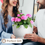 WSMKSZ 12 Inch Large Plant Pots for Indoor or Outdoor Plants, Wide Water Ripples Flower Pots with Drainage Holes & Saucer, Plastic Planters Set for Garden & Home Decor (White)