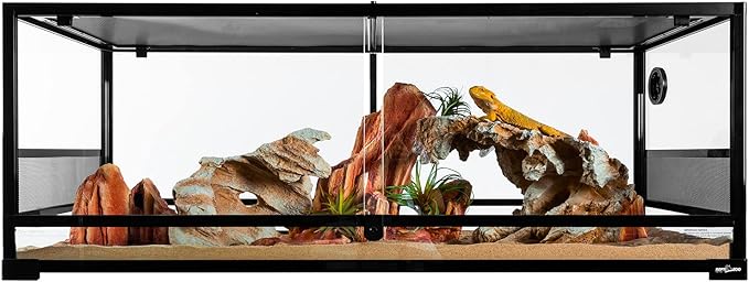 REPTI ZOO Reptile Tempered Glass Extra-Long Terrarium Habitats 48" x 18" x 18" Reptile Amphibians Large Enclosure for Snake/Bearded Dragon/Lizard ect.