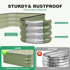 1MORE Raised Garden Bed -5X3X1 Galvanized Planter Box for Outdoor Gardening,4 in 1 Modular Raised Bed Kit with Protective Tape, Gloves for Herb,Ideal for Vegetables and Plants.Green-1Pack