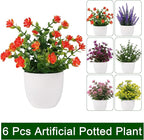 Artificial Small Plant 6pcs Fake Flower Potted Plant Bathroom Faux Plant for Indoor Decor Window Tabletop Office Colorful Flower