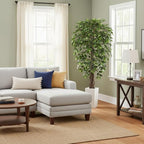 Aveyas 6ft Artificial Ficus Tree for Home Decor with White Pot, 6 Feet Faux Plant Fake Silk Trees for Indoor Outdoor House Living Room Office Garden (6 ft Tall Including Raised Pot)
