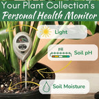 Houseplant Health Meter – 3-in-1 Tool to Prevent Overwatering, Root Rot & Leaf Burn | Test Soil Moisture, Sunlight & pH | Simple, Easy, Battery-Free | Suitable for Indoor, Outdoor & Potted Plants