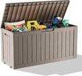 PatioZen 75 Gallon Resin Deck Box, Lockable Patio Outdoor Storage Box for Furniture, Garden Tools and Tools Storage, Waterproof Outside Storage Boxes - Grey