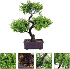 Cabilock Artificial Bonsai Tree, Fake Potted Bonsai Plants Decoration, Desktop Realistic Welcoming Pine Ornament for Home Office Entryway Chests Decor, Red (Green)