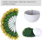 HyeFlora Artificial Faux Fall Hanging Mums Plants Flowers Basket for Outdoor Outside, Autumn Fake Silk Yellow Daisy UV Resistant Realistic for Porch Patio Balcony Home Yard Decoration