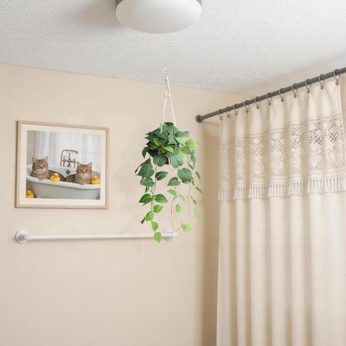 alyptus Fake Hanging Plants Artificial Decor Indoor Realistic Silk Devil's Ivy Hanging Potted Plants Faux Greenery Plant Pothos Vines with Pot for Home (Hanging Pothos - Green)