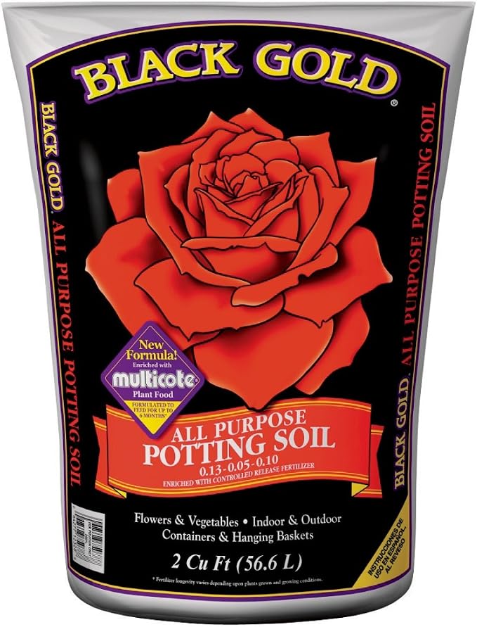 Black Gold Potting Soil - All Purpose with Fertilizer, Bulk 16 Qt Soil - Soil Amendments