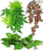 KATUMO Reptile Plants, 3 PCS Amphibian Hanging Plants with Suction Cup for Snake, Bearded Dragons, Lizards, Geckos, Toads, Hermit Crab Tank Pets Habitat Decorations