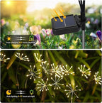 Solar Garden Lights 2 Pack Twinkling Solar Firework Lights with 2 Modes 120LED, Solar-Powered Light for Outside Yard Pathway Garden Decor Outdoor Waterproof, Gardening Gifts for Women Mothers Day,Warm