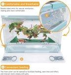 RunDuck Travel Portable Foldable Terrarium Kits for Reptiles -Heat-Resistant Material, Easy to Move with Wheels, Includes Plant, Feeding Bowl, and Carpet for Snakes, Lizards, Tortoises, and Leopard